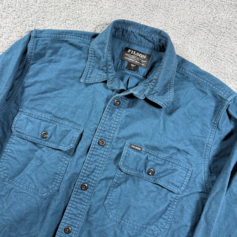 Filson Scout Shirt Mens Small Legion Blue Heavy Weight Flannel Workwear